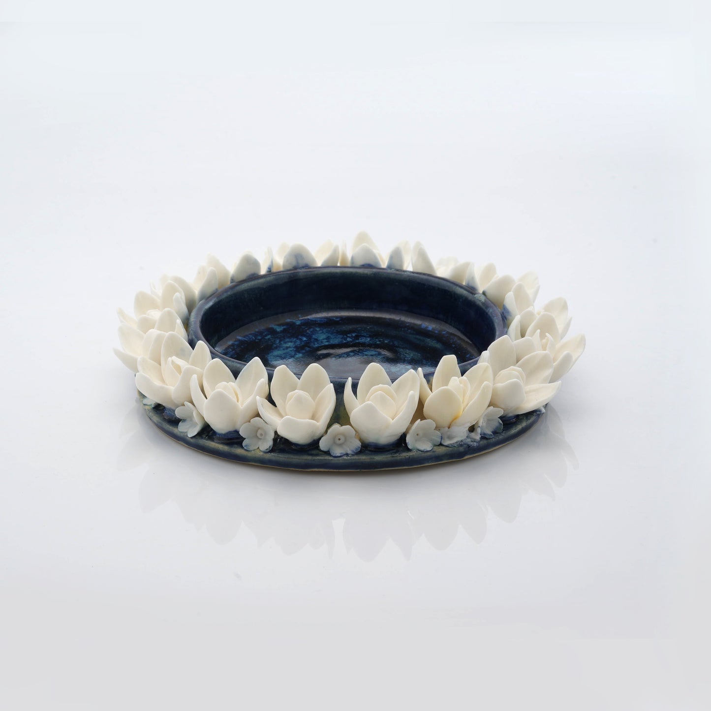 Floral Wreath Glass Tea Light Candle Holder