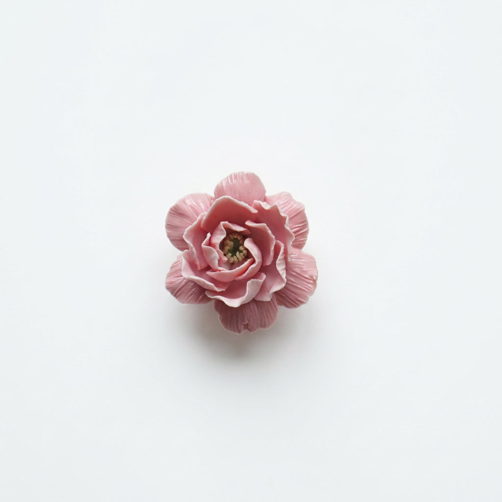 Rosewood Petal Ceramic Flower