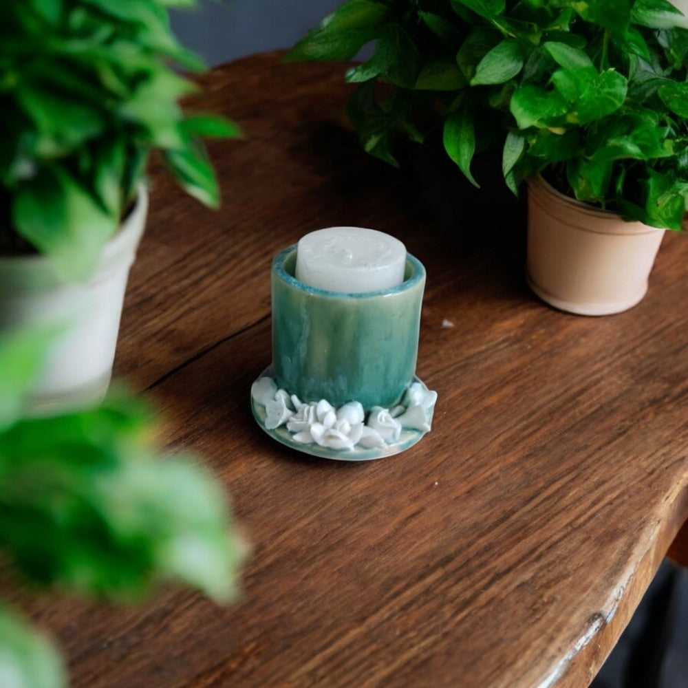 Rustic Cylindrical Tea Light Candle Holder