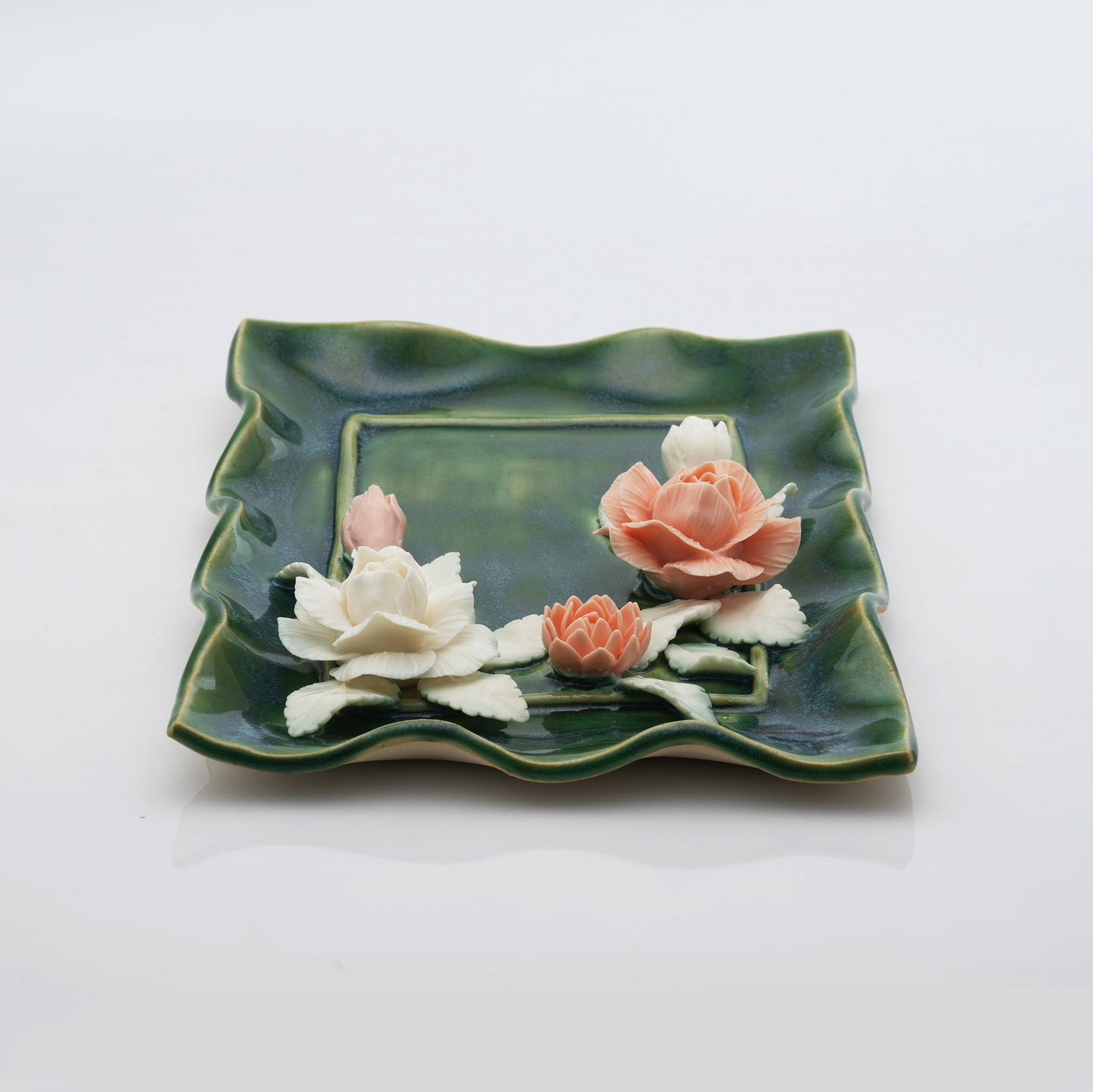Rose Flower Plate Crystal & Oil Holder