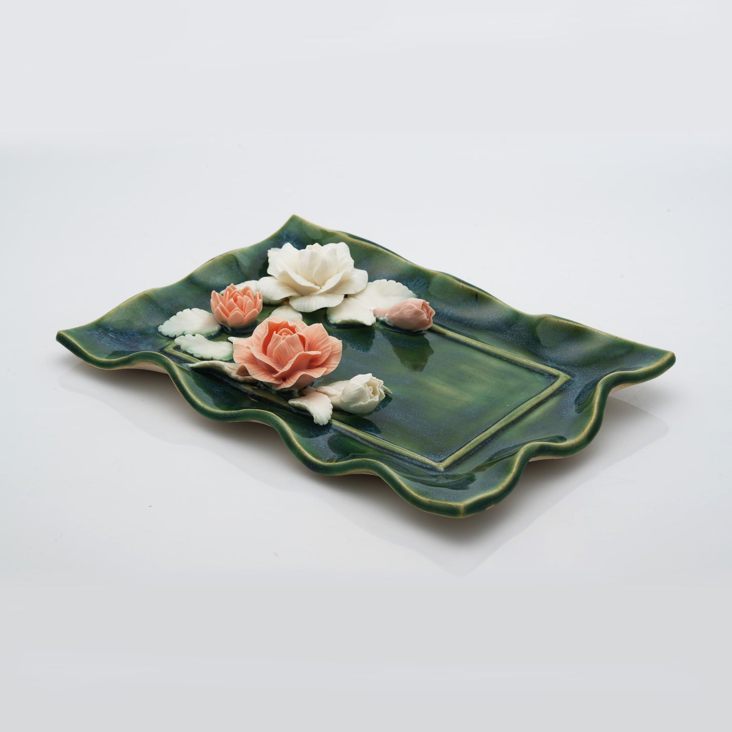 Rose Flower Plate Crystal & Oil Holder