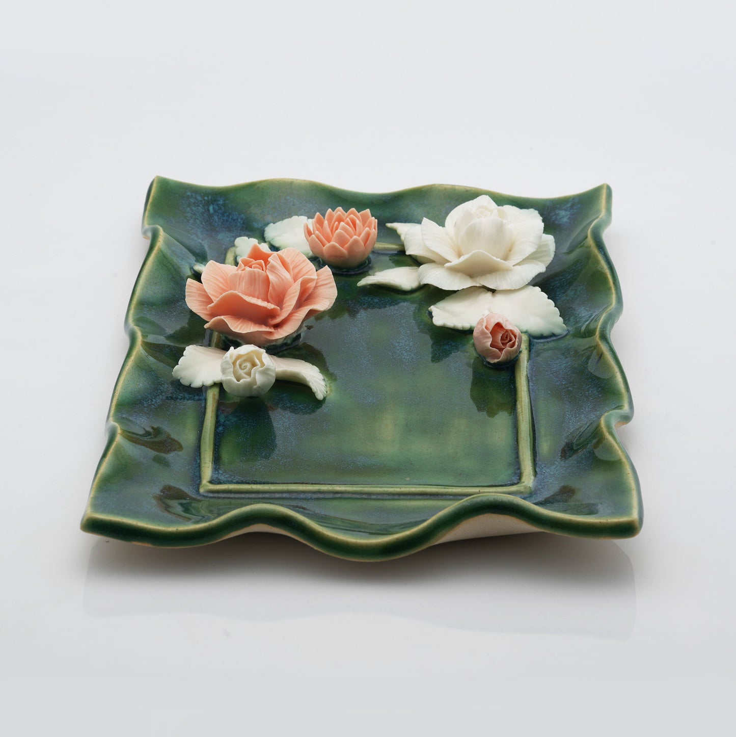 Rose Flower Plate Crystal & Oil Holder