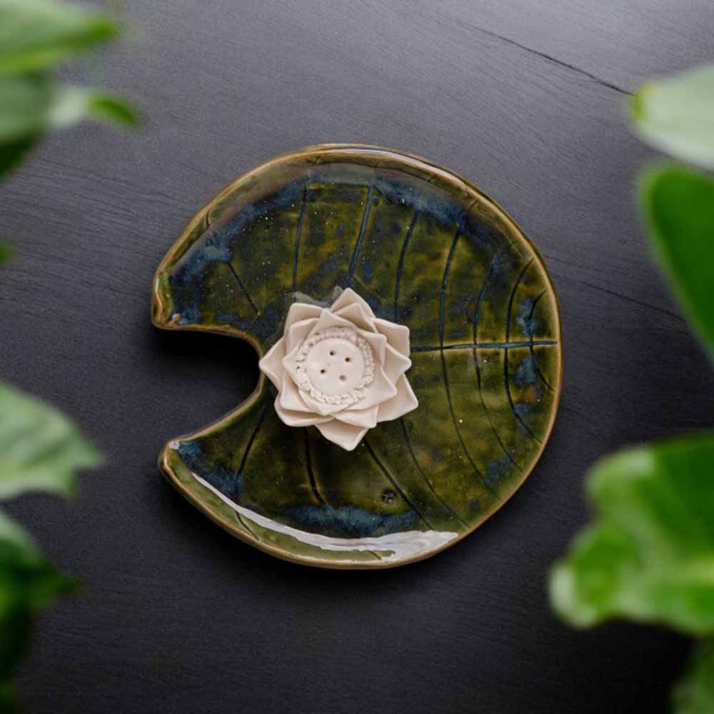 Full Lotus Plate Incense Holder