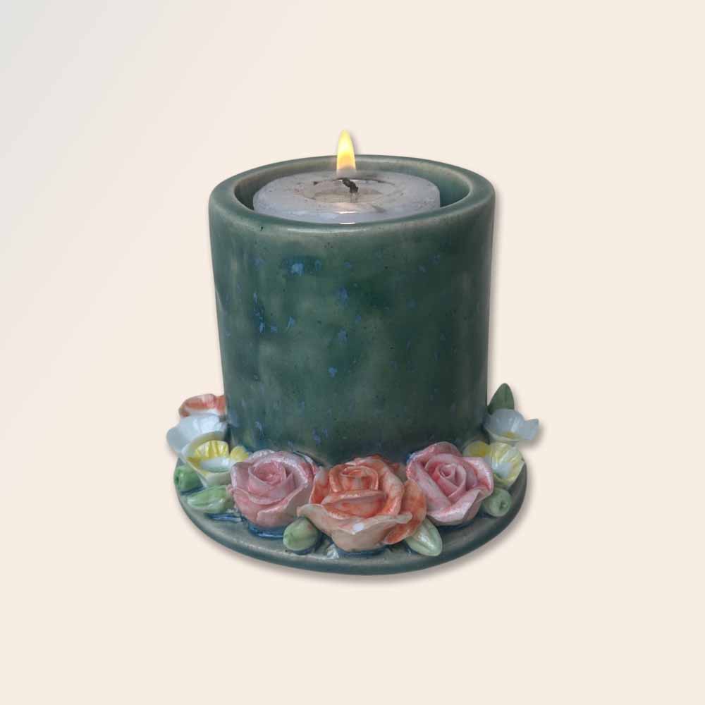 Rustic Cylindrical Tea Light Candle Holder