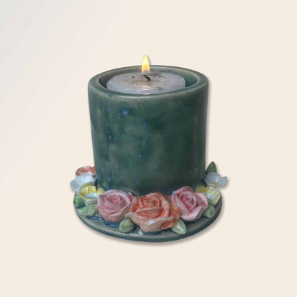 Rustic Cylindrical Tea Light Candle Holder