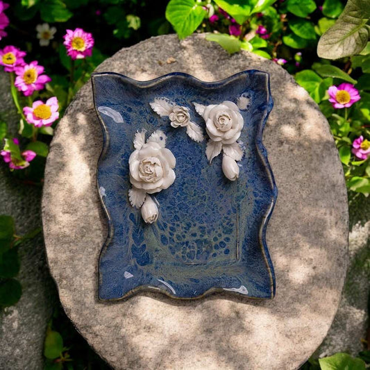 Rose Flower Plate Crystal & Oil Holder