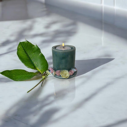Rustic Cylindrical Tea Light Candle Holder