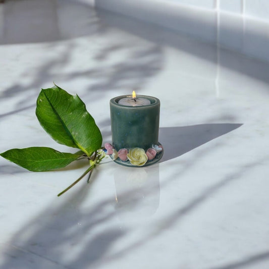 Rustic Cylindrical Tea Light Candle Holder
