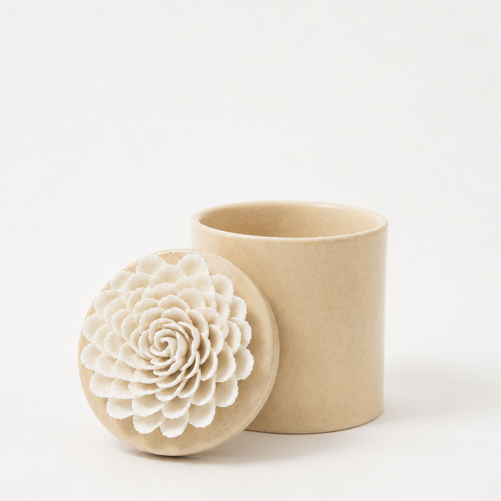 Ivory Bloom Candle Jar