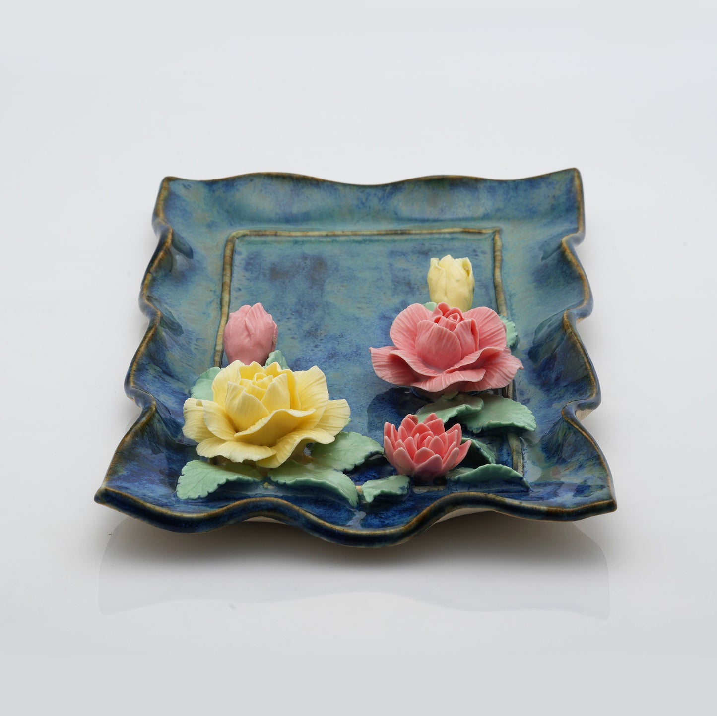Rose Flower Plate Crystal & Oil Holder