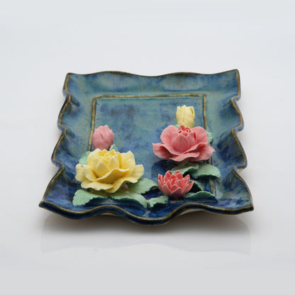 Rose Flower Plate Crystal & Oil Holder