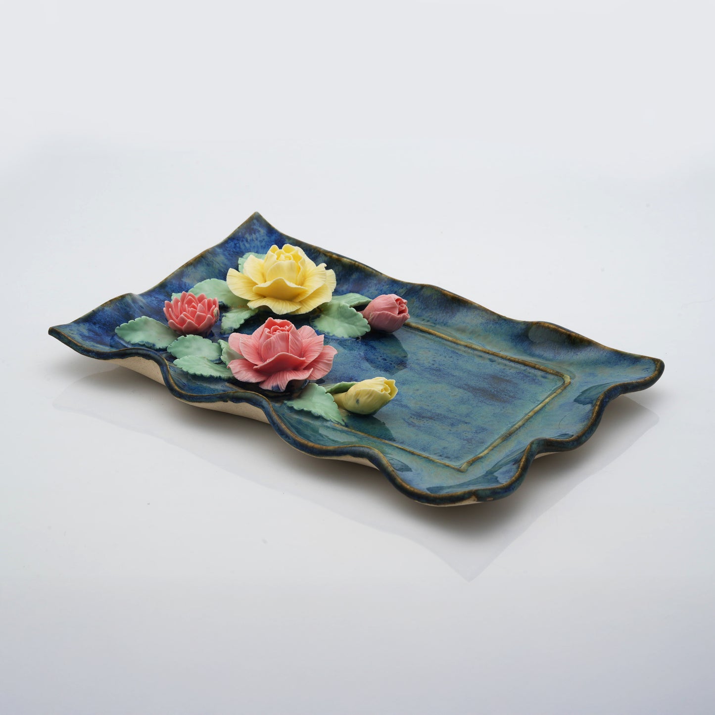 Rose Flower Plate Crystal & Oil Holder