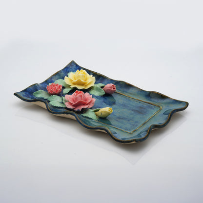 Rose Flower Plate Crystal & Oil Holder