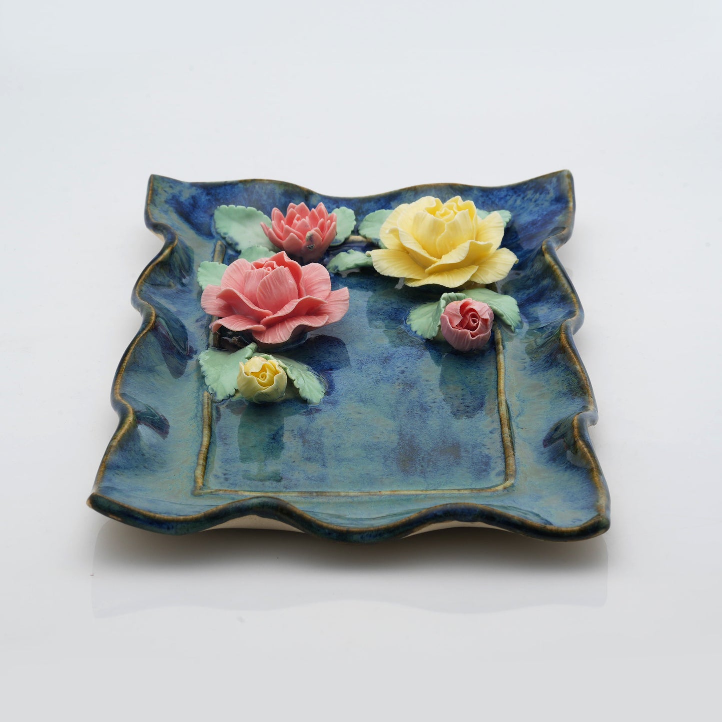 Rose Flower Plate Crystal & Oil Holder