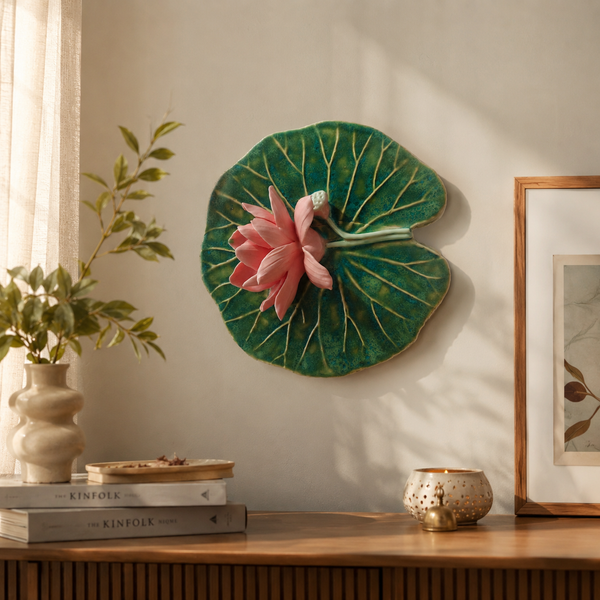 Brahma Kamal Blush Wall Flower Plate