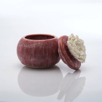 Peony Flower Round Candle Jar