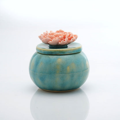 Peony Flower Round Candle Jar
