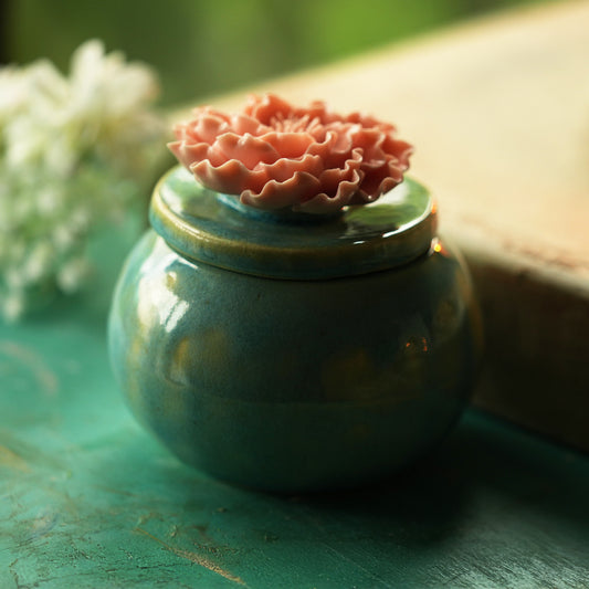 Peony Flower Round Candle Jar