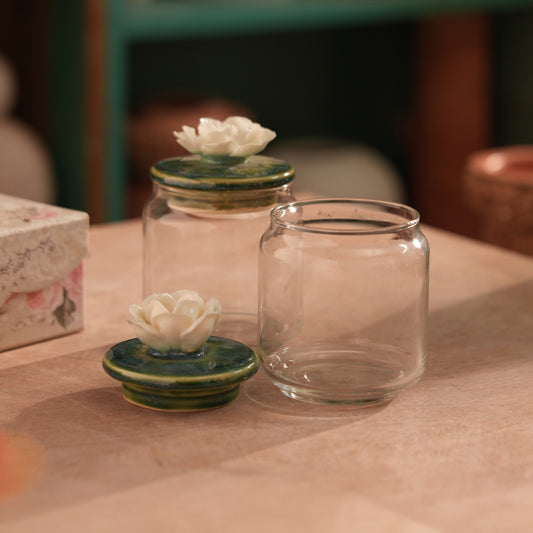 Gardenia Glass Candle Jars Set