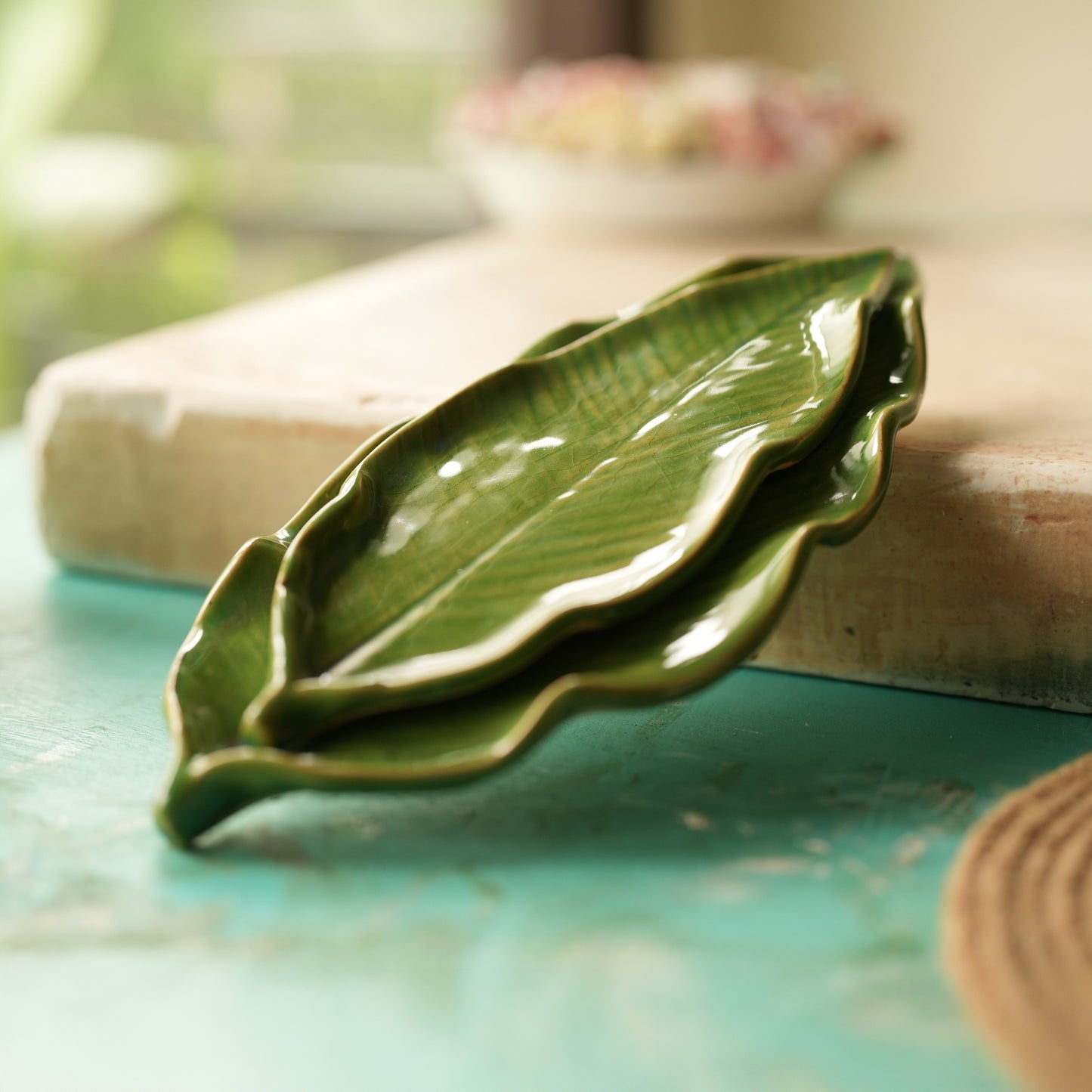 Leaf-Shaped Crystal & Oil Holder