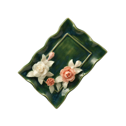 Rose Flower Plate Crystal & Oil Holder