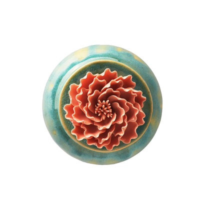 Peony Flower Round Candle Jar