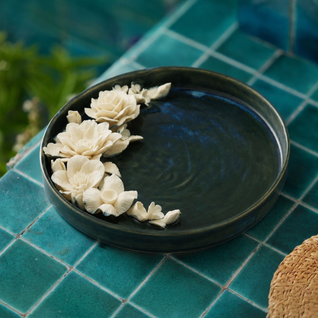 White Flowers Pooja Thali