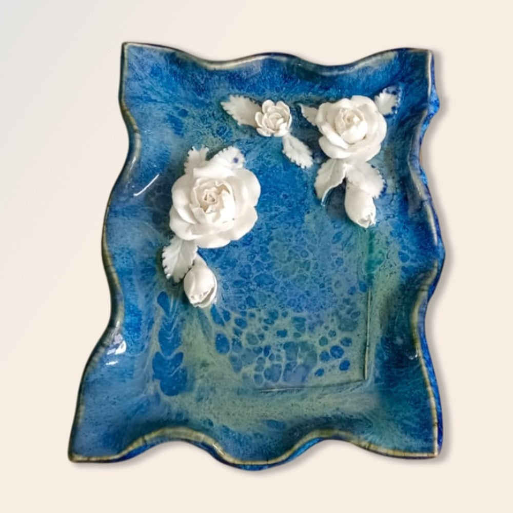 Rose Flower Plate Crystal & Oil Holder