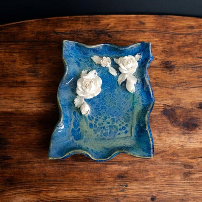 Rose Flower Plate Crystal & Oil Holder