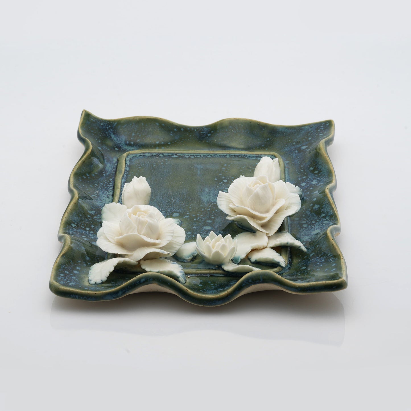 Rose Flower Plate Crystal & Oil Holder