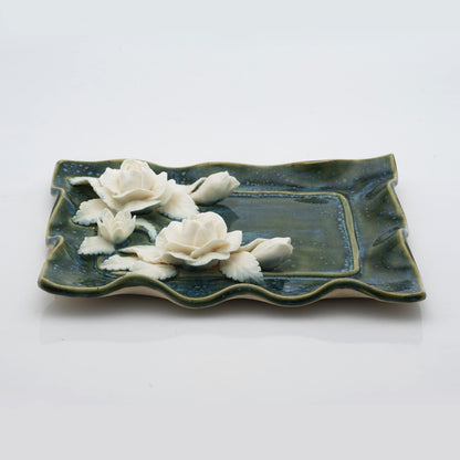 Rose Flower Plate Crystal & Oil Holder
