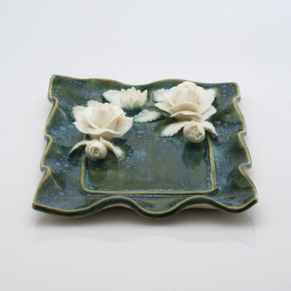 Rose Flower Plate Crystal & Oil Holder